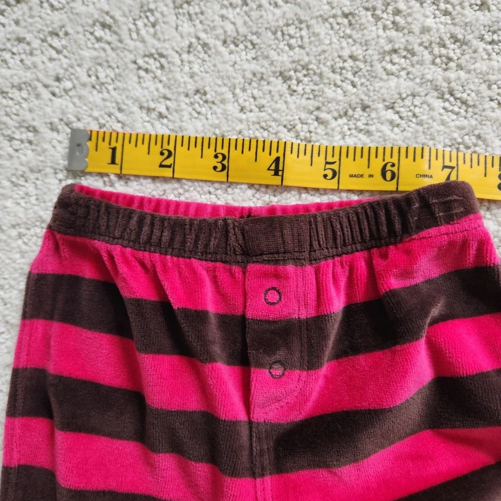 Baby Gap Pink Brown Striped Fleece Footed‎ Pajamas Newborn 3-6 Months